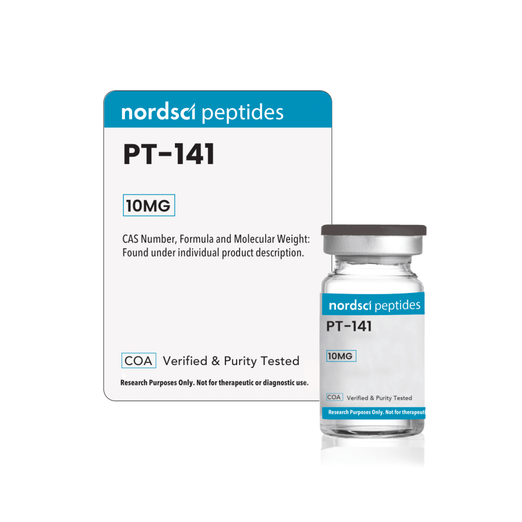 Nordsci peptides vial in packaging on a white background