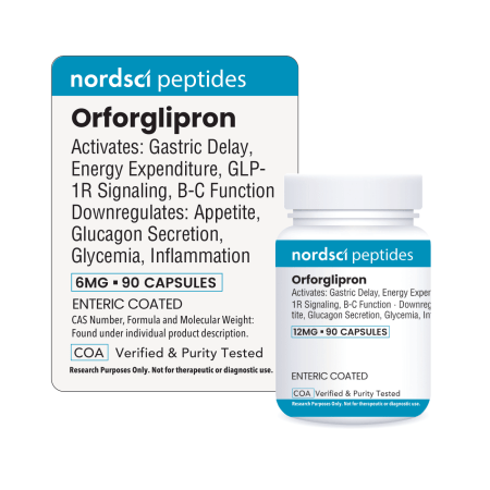 Nordsci peptides bottle in packaging on a white background
