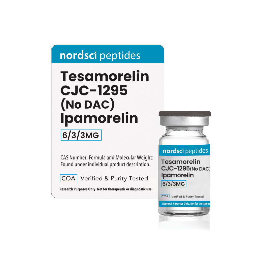 Nordsci peptides vial in packaging on a white background